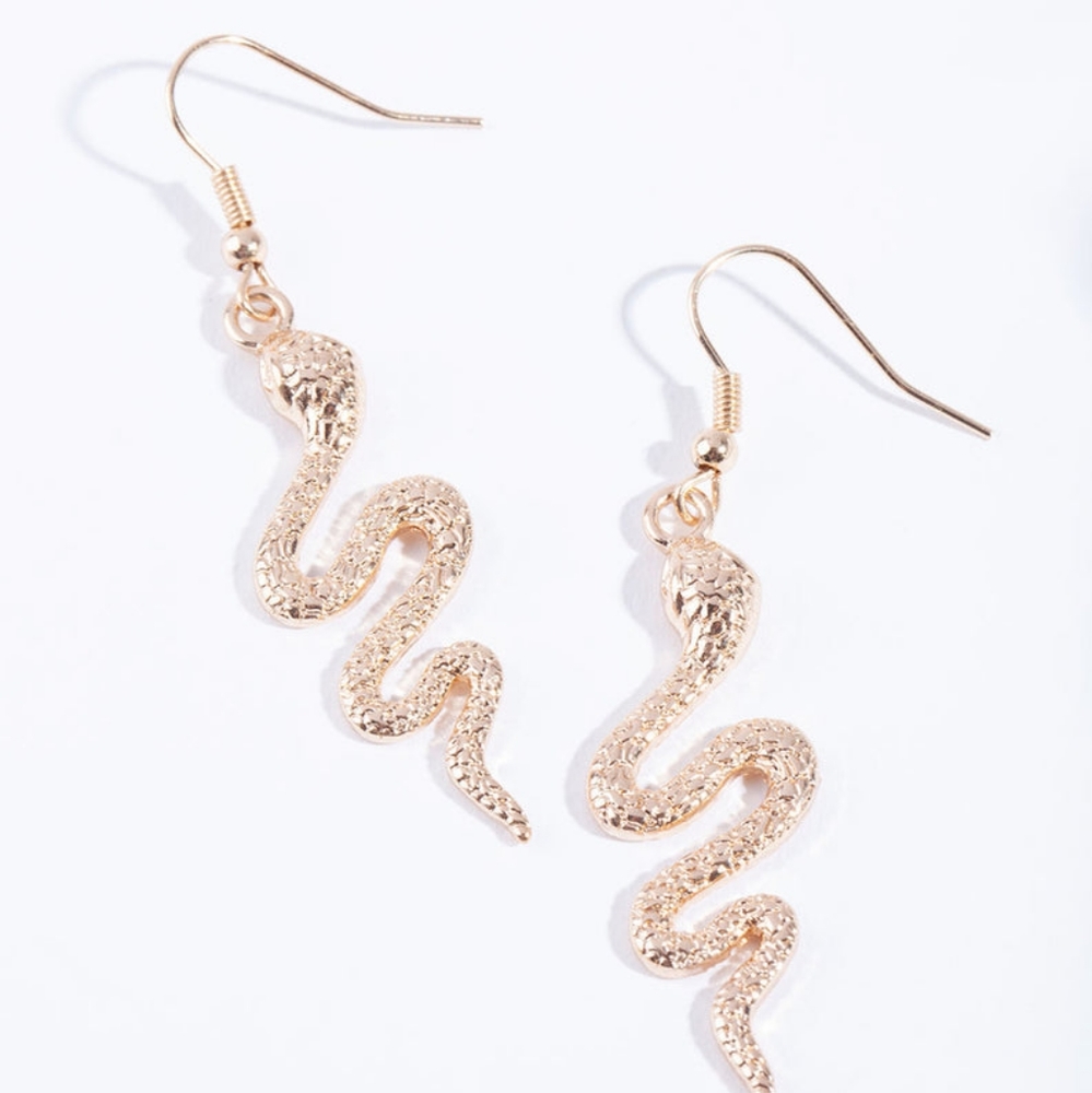 NWT Gold Serpent Snake dangle earrings NEW